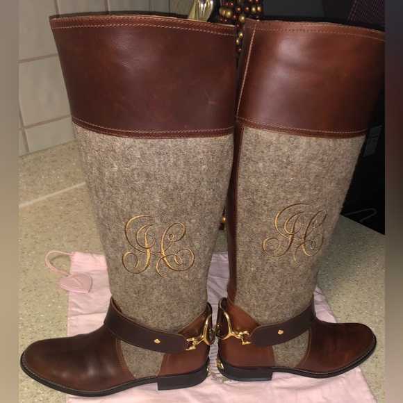 JUICY COUTURE RARE Y2K vintage tall riding boots w/dust bag embroidered JC monog - Picture 5 of 15
